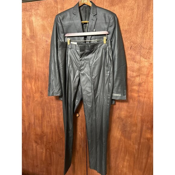 NWT Kenneth Cole Reaction Grey Slim Fit 2-Piece Suit 40R W34 L34 Mens Formal Wea - Picture 12 of 13